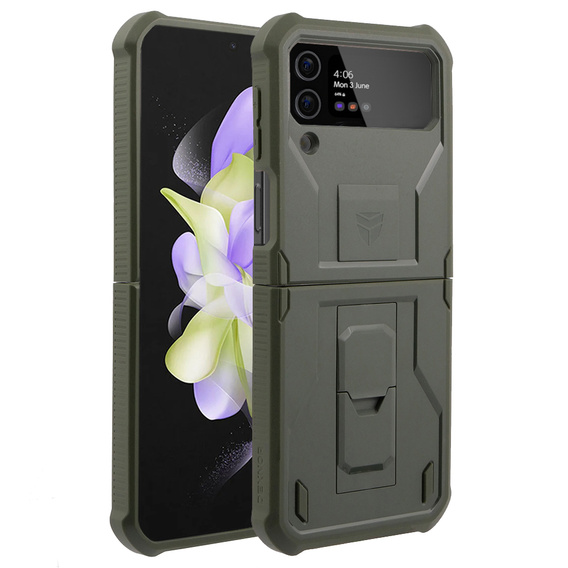 Θωρακισμένη θήκη για Samsung Galaxy Z Flip 4 5G, Dexnor Clip Holder, πράσινη