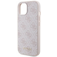GUESS Θήκη για iPhone 15, 4G Metal Gold Logo, ροζ