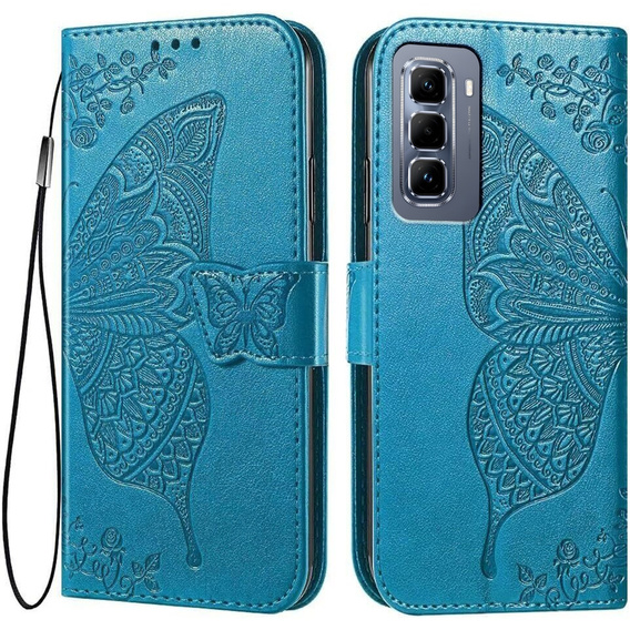 Θήκη με πτερύγιο για Infinix Hot 50 Pro 4G, Butterfly, μπλε
