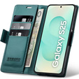 Θήκη για Samsung Galaxy S25, ERBORD Glossy Litchi, πορτοφόλι με πτερύγιο, πράσινη
