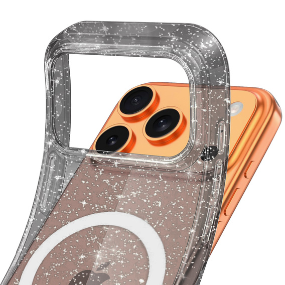 Θήκη για iPhone 17 Pro, για MagSafe, glitter - ημιδιαφανές μαύρο