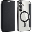 Θήκη με πτερύγιο για Samsung Galaxy S25 FE, RFID Wallet MagSafe CamShield, μαύρη
