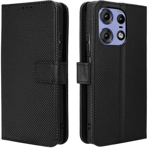 Θήκη με πτερύγιο για Motorola Edge 50 Pro, Wallet Smart Magnet, μαύρη