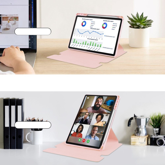 Θήκη πληκτρολογίου για Lenovo Tab M11, Rotary 360° Leather, ροζ