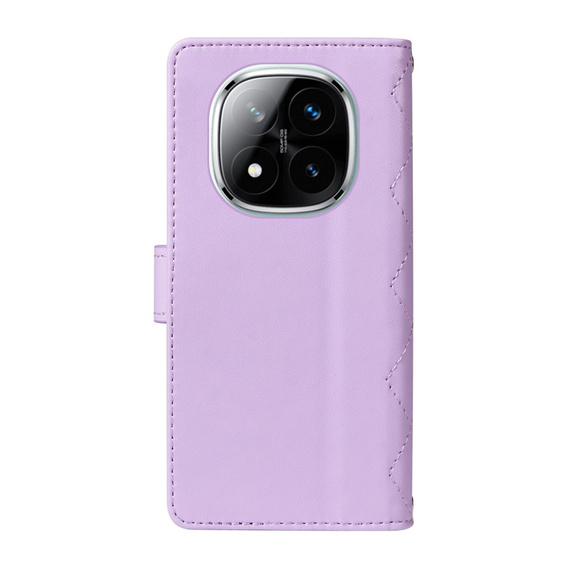 θήκη πτερύγιο για Xiaomi Redmi Note 14 Pro 5G / Xiaomi Redmi Note 14 Pro+ 5G / Xiaomi Poco X7 5G, Rhombus Crossbody Leather, μωβ