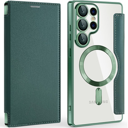 Θήκη με πτερύγιο για Samsung Galaxy S25 Ultra, RFID Wallet MagSafe CamShield, πράσινη