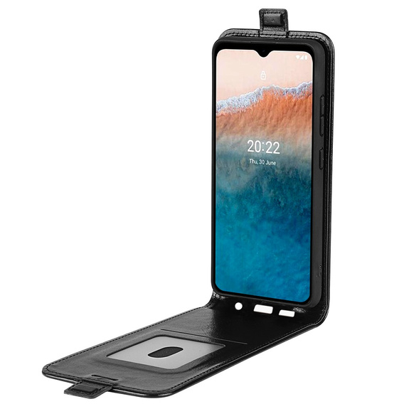 Θήκη με πτερύγιο για Nokia C21 Plus 4G, Flip, μαύρη