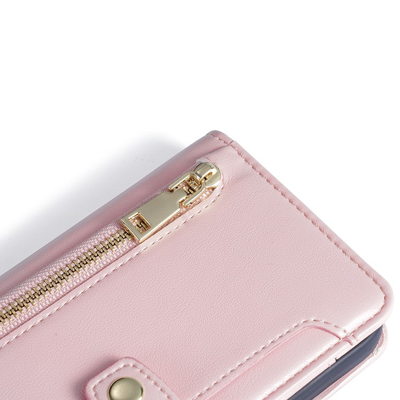 Θήκη με πτερύγιο για Oppo A78 4G, Wallet Zipper Pocket, ροζ
