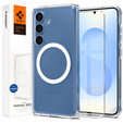 Θήκη MagSafe Spigen για Samsung Galaxy S25+ Plus, Ultra Hybrid, διάφανο / λευκό + Μετριασμένο γυαλί 9H