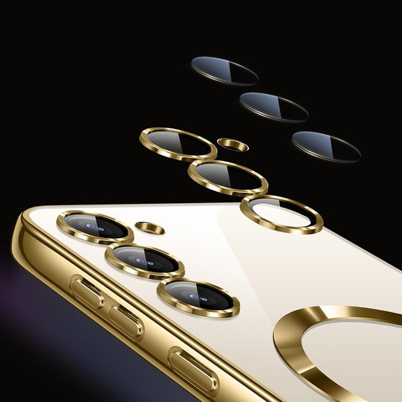 Θήκη για Samsung Galaxy S23 FE, Electro MagSafe, χρυσή + Γυαλί για την οθόνη