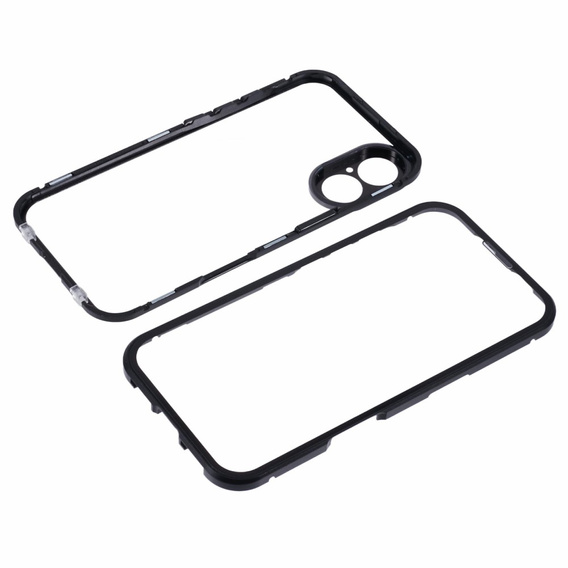 θήκη για το iPhone 16, Magnetic Dual Glass, μαύρη