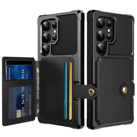 Θήκη για Samsung Galaxy S25 Ultra, Card Holder Kickstand, μαύρη