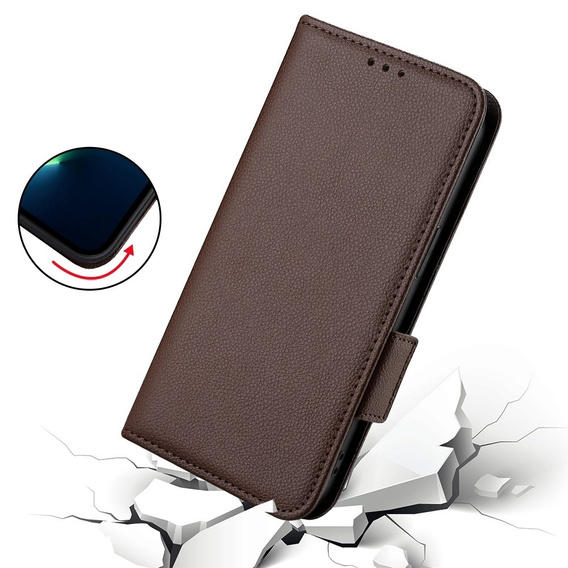 Θήκη με πτερύγιο για Xiaomi Redmi Note 12 5G / POCO X5 5G, Wallet Litchi Magnet, καφέ