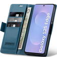 Θήκη για Samsung Galaxy S25 Edge, ERBORD Glossy Litchi, πορτοφόλι με πτερύγιο, μπλε