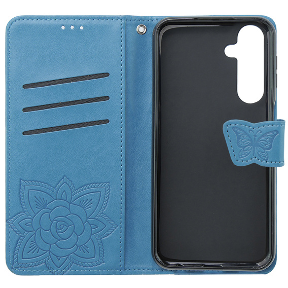 Θήκη με πτερύγιο για Samsung Galaxy S23 FE, Butterfly, μπλε
