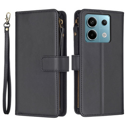 Θήκη με πτερύγιο για Xiaomi Redmi Note 13 Pro 4G / Xiaomi Redmi Note 14S / Xiaomi Poco M6 Pro 4G, Wallet Zipper Pocket, μαύρη