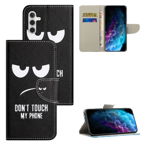 Θήκη με πτερύγιο για Samsung Galaxy M15 5G, Wallet, Don't Touch My Phone μαύρη