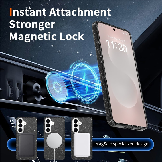 Μπλουζάκι MagSafe για Samsung Galaxy S26, διαφανές / μαύρο