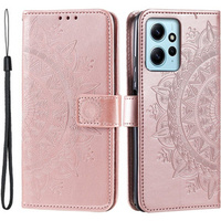 Θήκη με πτερύγιο για Xiaomi Redmi Note 12 4G, Mandala, ροζ rose gold