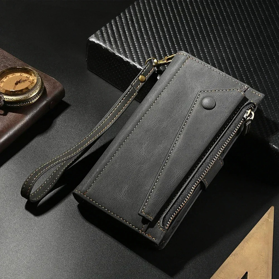 Θήκη με πτερύγιο για Honor Magic 6 Lite 5G, Wallet Zipper Pocket, μαύρη