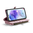 θήκη CASEME για Samsung Galaxy A55 5G, RFID Leather Wallet, με λουράκι ώμου, ροζ