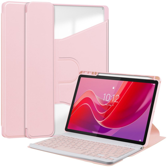 Θήκη πληκτρολογίου για Lenovo Tab M11, Rotary 360° Leather, ροζ