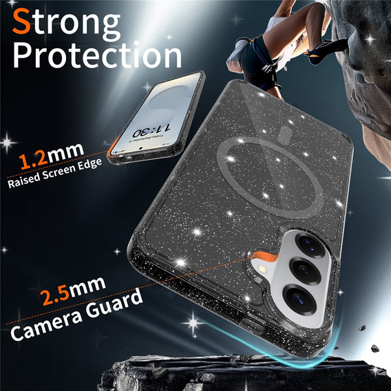 Θήκη Brokat, για MagSafe για Samsung Galaxy S26 Plus, διαφανής / μαύρη