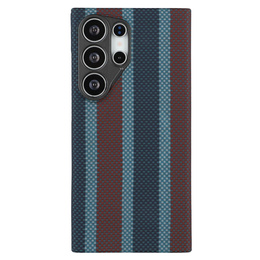 Θήκη για Samsung Galaxy S24 Ultra, Aramid Fiber Slim Case, για MagSafe, μπλε / κόκκινο