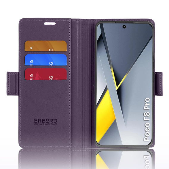 Θήκη με καπάκι ERBORD Glossy Litchi για Xiaomi Poco F8 Pro