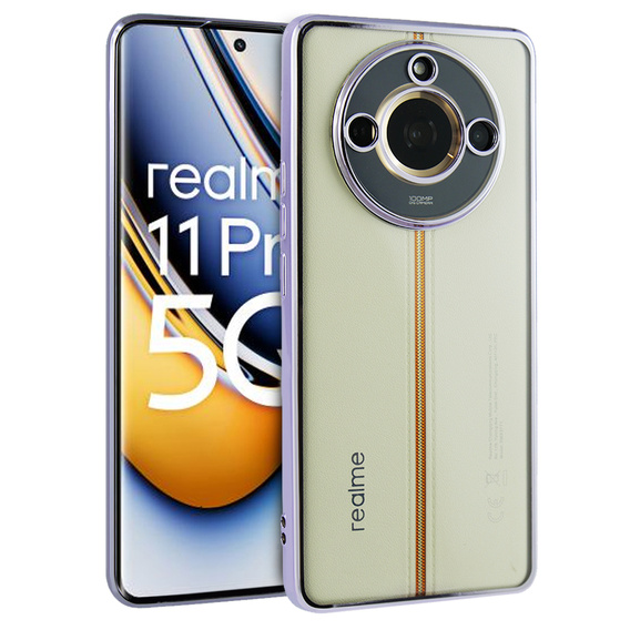 Η θήκη για το Realme 11 Pro 5G / Pro+ 5G, Electroplating Frame, διαφανής / βιολετί