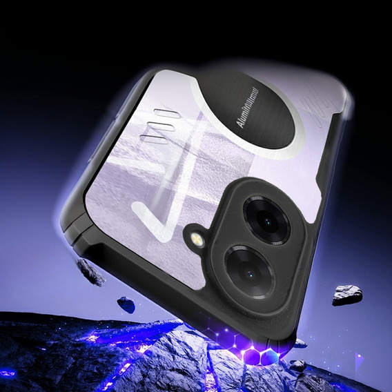 Θήκη για Xiaomi Redmi A5, με μαγνητική πλάκα, διαφανής / μαύρη