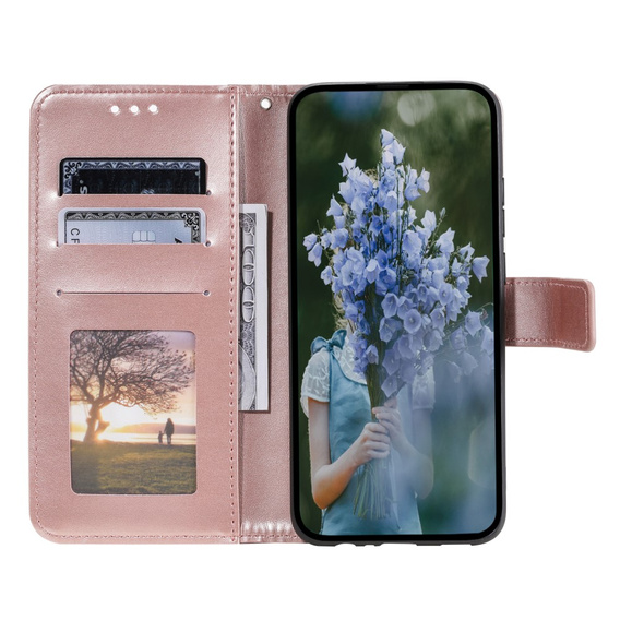Θήκη με πτερύγιο για Motorola Moto G53 5G, Mandala Flower, ροζ rose gold
