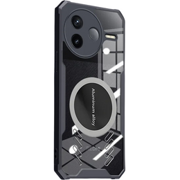 Θήκη για Xiaomi Poco F7 Pro, με μαγνητική πλάκα, διαφανής / μαύρη