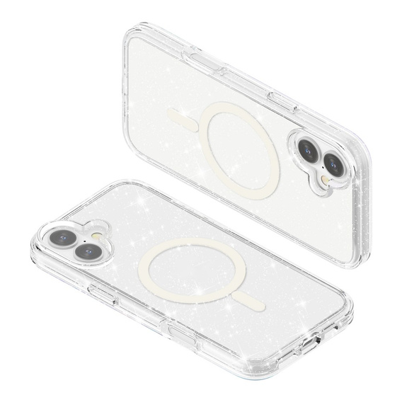 Θήκη για iPhone 17, για MagSafe, glitter, διάφανη