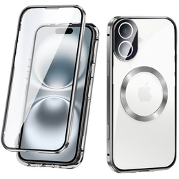 Μαγνητική θήκη MagSafe Dual Glass για iPhone 16, ασημένια