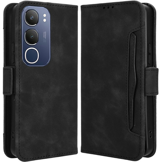 Θήκη με πτερύγιο για Vivo Y19s, Card Slot, μαύρη