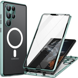Μαγνητική θήκη MagSafe Dual Glass για Samsung Galaxy S23 Ultra, πράσινη