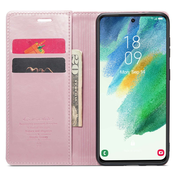 θήκη CASEME για Samsung Galaxy S21 FE, Waxy Textured, ροζ