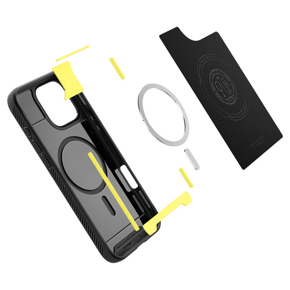 θήκη Spigen για iPhone 16 Pro, Rugged Armor MagSafe, γκρι + μετριασμένο γυαλί 9H