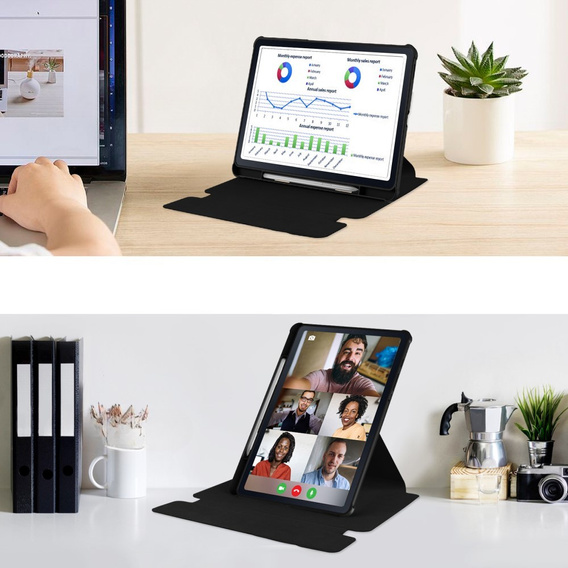 Θήκη πληκτρολογίου για Samsung Galaxy Tab S6 Lite 2024 / 2022 / 2020, Rotary 360° Leather, μαύρη