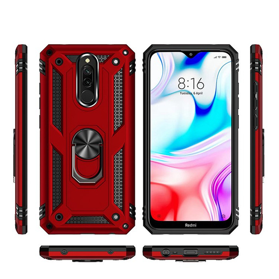 θωρακισμένη θήκη για Xiaomi Redmi 8 / 8A, Nox Case Ring, κόκκινη