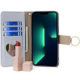θήκη Wallet Zipper Pocket flip για το iPhone 15 Pro, Wallet Zipper Pocket, με καθρέφτη, μπλε