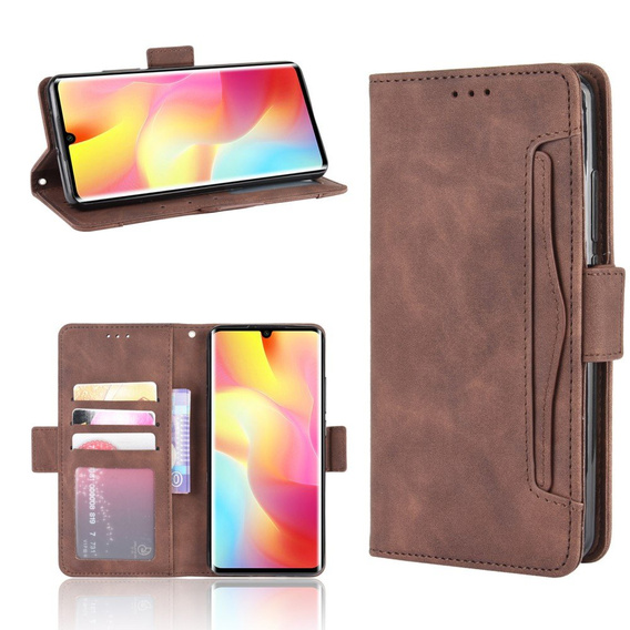 Θήκη με πτερύγιο για Xiaomi Mi Note 10 Lite, Card Slot, καφέ