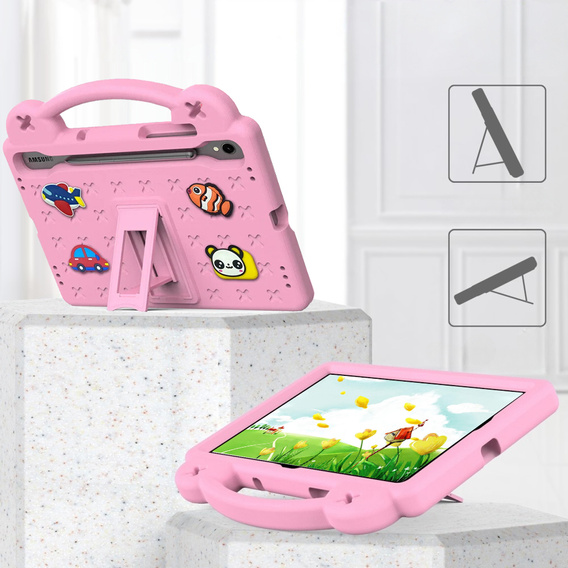 Παιδική θήκη για Samsung Galaxy Tab S10 Lite / S10 FE / S9 FE, Cute Patterns, με βάση, ροζ