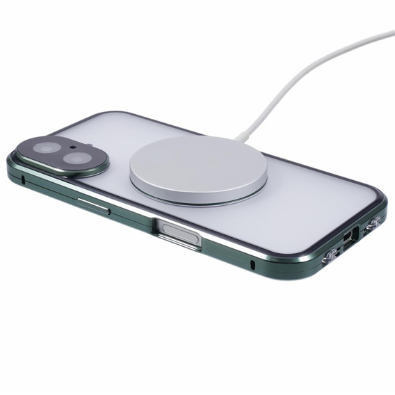 Μαγνητική θήκη MagSafe Dual Glass για iPhone 16, πράσινη