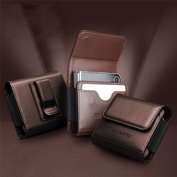 QIALINO Δερμάτινη θήκη ζώνης για αναδιπλούμενα smartphones