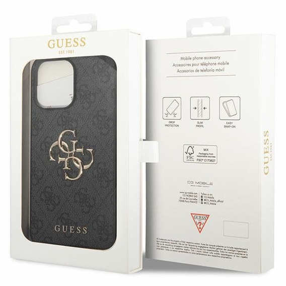 GUESS Θήκη για iPhone 15 Pro Max, 4G Big Metal Logo, γκρι