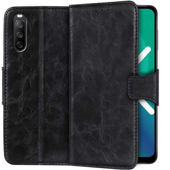 Θήκη με πτερύγιο για Sony Xperia 10 III, Split Leather Wallet, μαύρη