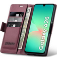 Θήκη για Samsung Galaxy A26, ERBORD Glossy Litchi, πορτοφόλι με πτερύγιο, κόκκινη