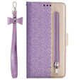 θήκη πτερύγιο για Samsung Galaxy S22+ Plus 5G, Wallet Pocket Zipper Lace, μωβ